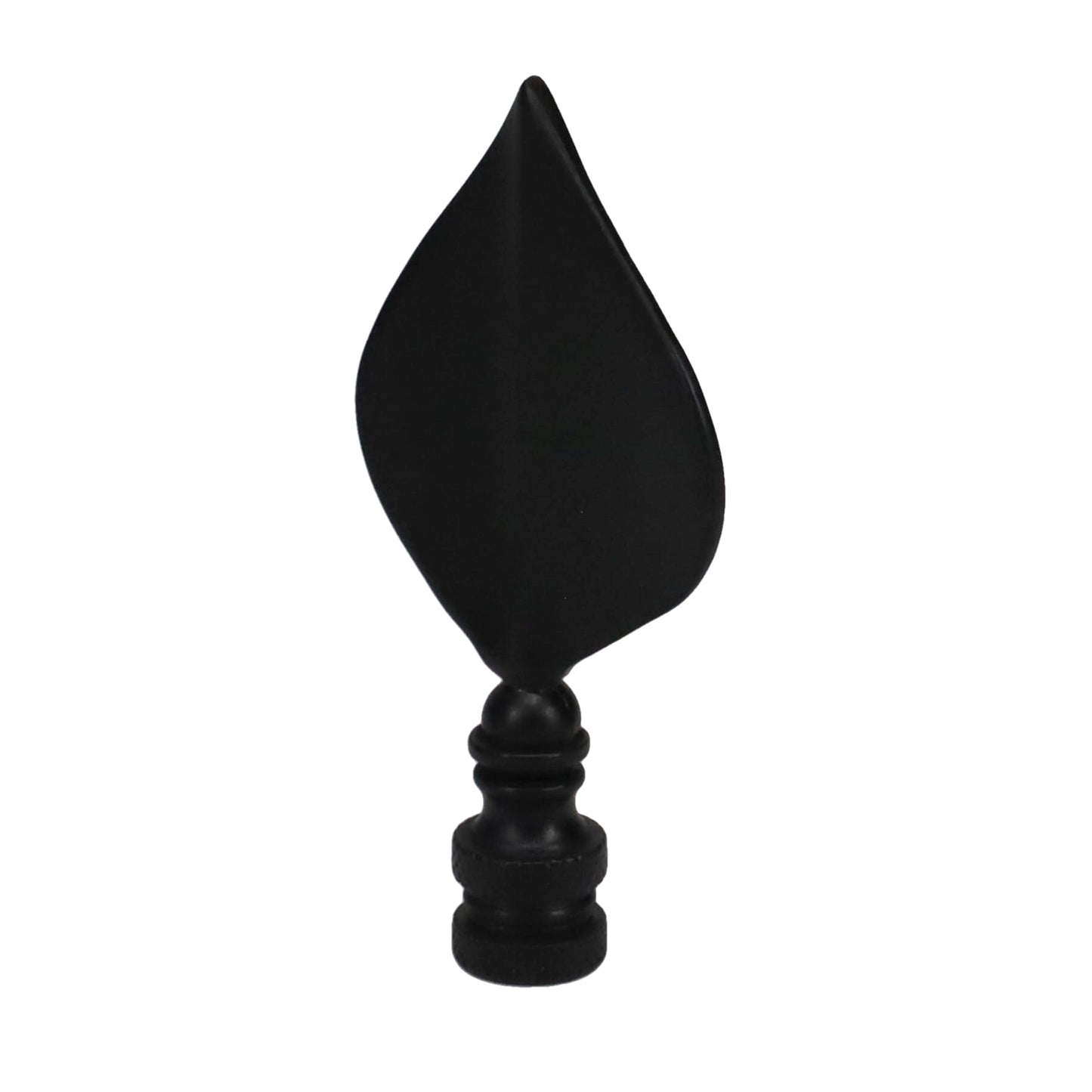 3-5/16" Tall Brass Finial, Satin Black Leaf, 1/4-27F Tap (15144BK)
