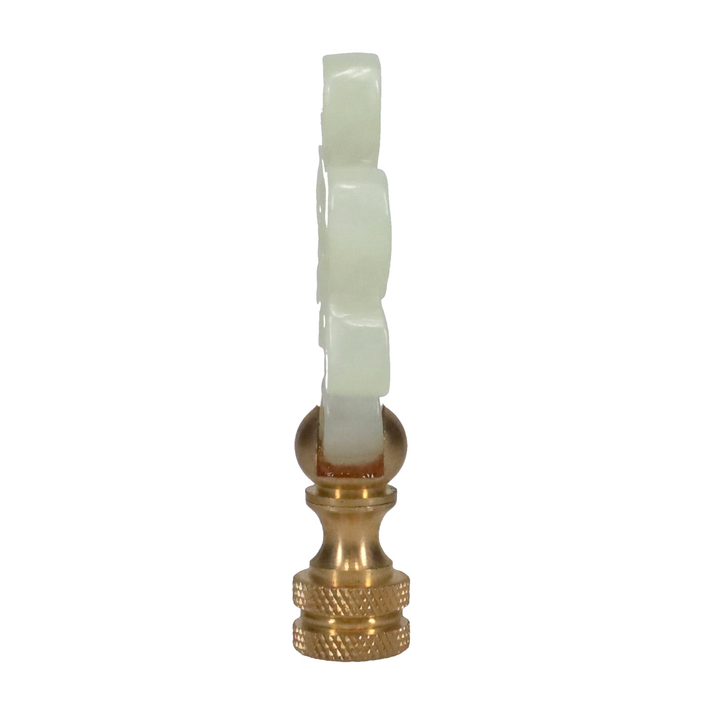 3" Tall Brass Finial, Carved Jade Stone, Star, Eternal Knot, 1/4-27F Tap (15153)