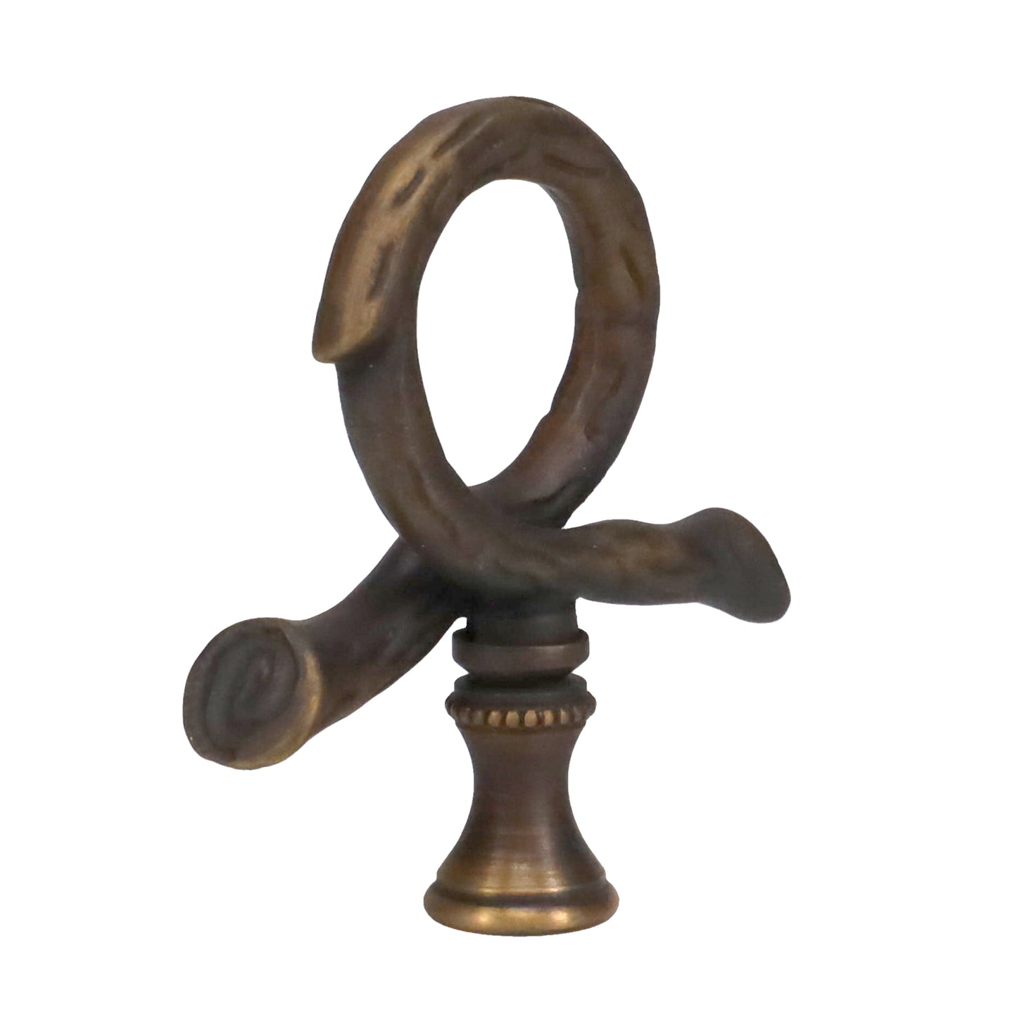 2-1/2" Tall Brass Finial, Roped Tree Branch, Dark Antique Bronze, 1/4-27F Tap (15158)