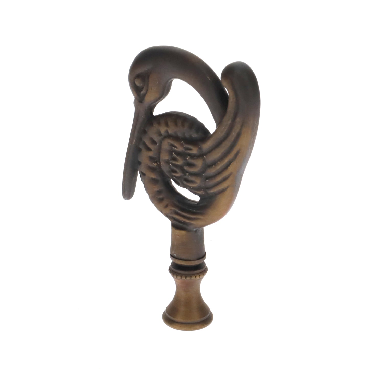 3-3/8" Tall Brass Finial, Crane Bird, Dark Bronze 1/4-27F Tap (15162BR)