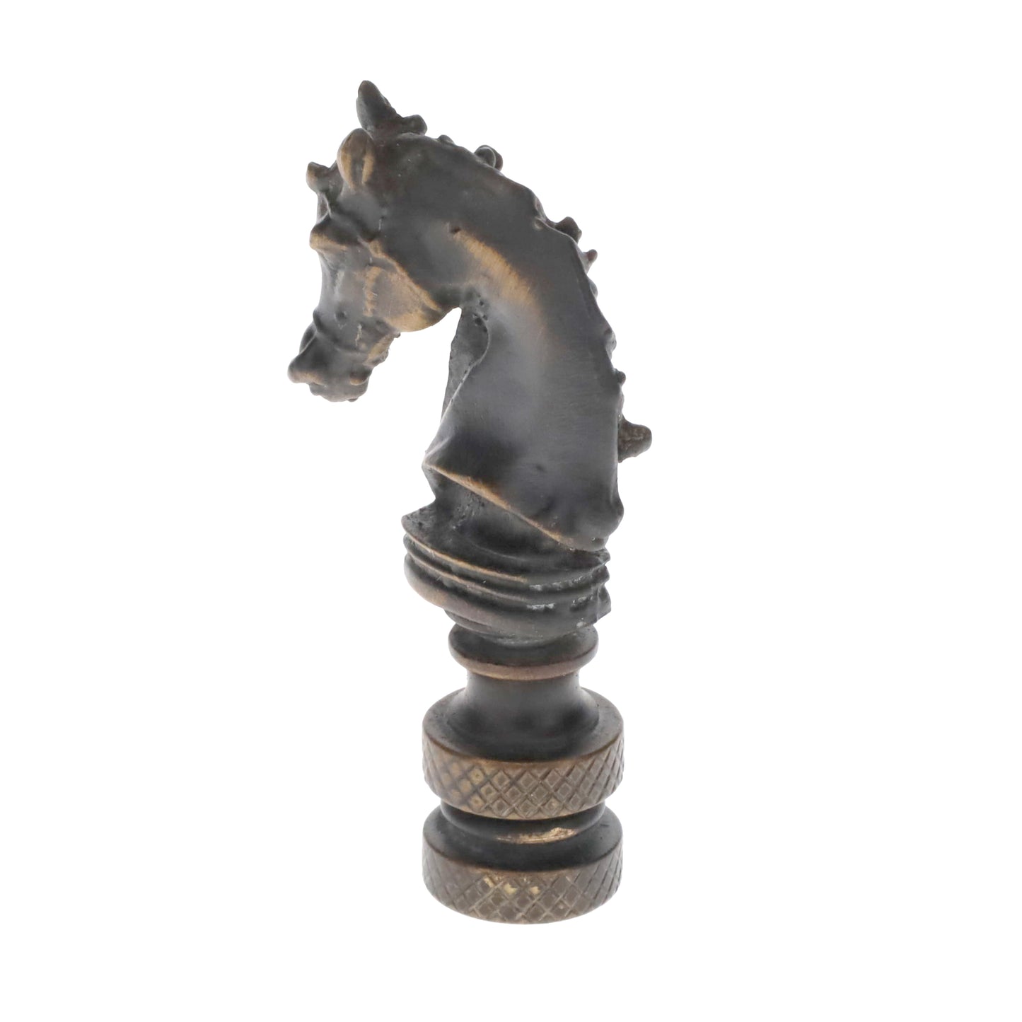 2-1/4" Tall Brass Finial, Chess Knight, Dark Bronze, 1/4-27F Tap (15163BR)