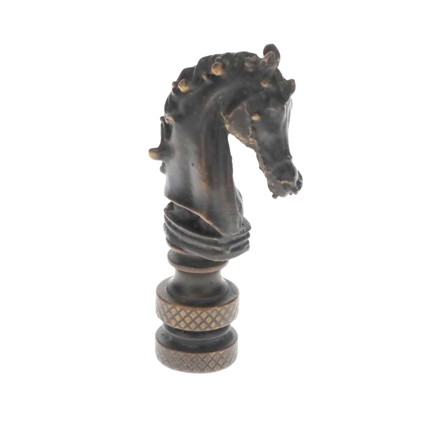 2-1/4" Tall Brass Finial, Chess Knight, Dark Bronze, 1/4-27F Tap (15163BR)