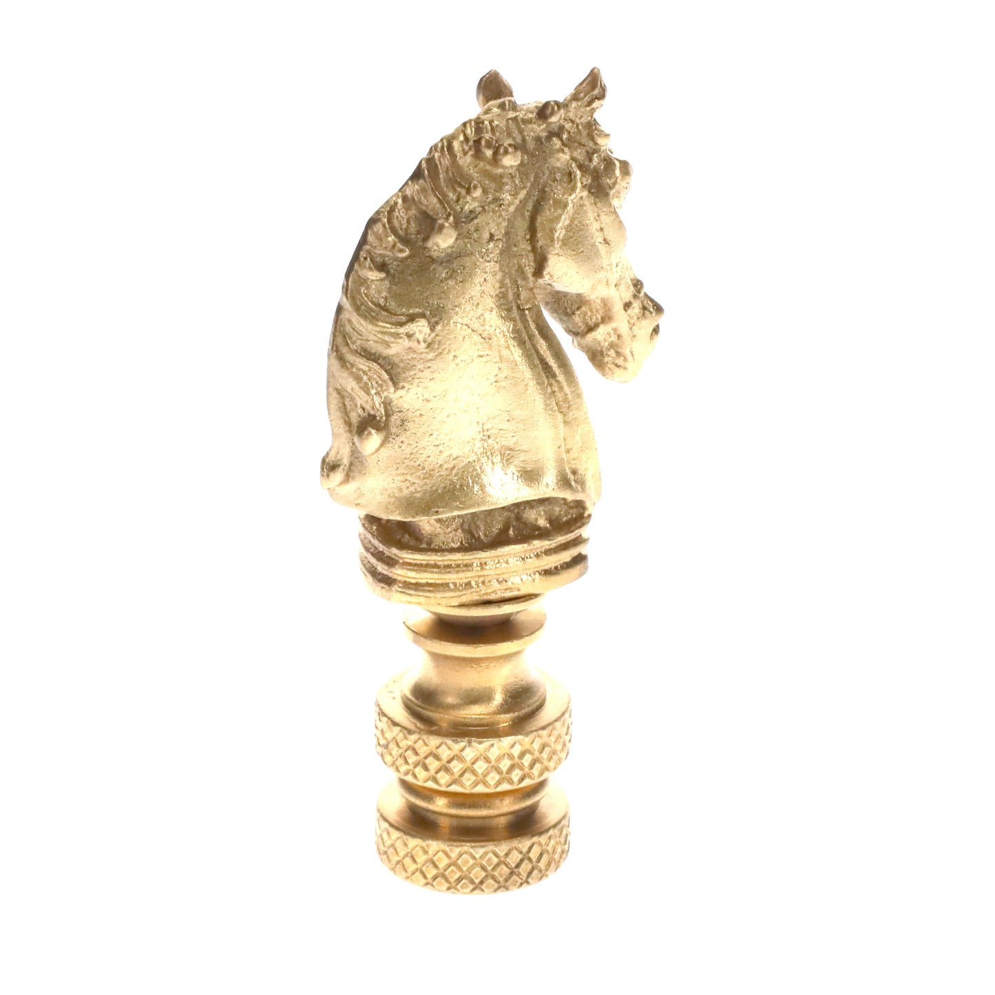 2-1/4" Tall Brass Finial, Chess Knight, Satin Brass, 1/4-27F Tap (15163SB)