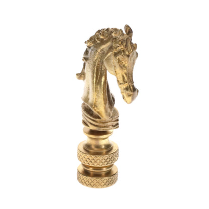 2-1/4" Tall Brass Finial, Chess Knight, Satin Brass, 1/4-27F Tap (15163SB)