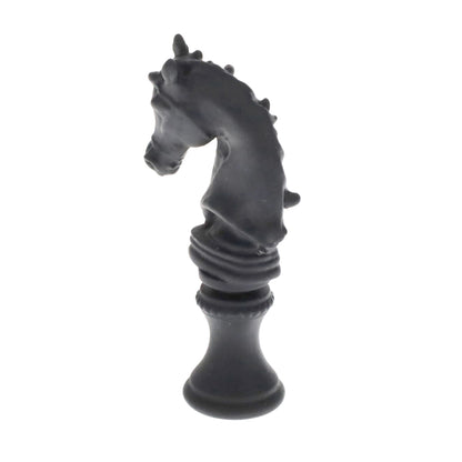 2-1/4" Tall Brass Finial, Chess Knight, Wrought Iron Black, 1/4-27F Tap (15163WR)