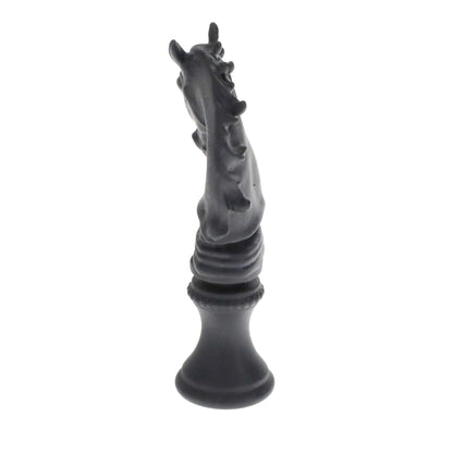 2-1/4" Tall Brass Finial, Chess Knight, Wrought Iron Black, 1/4-27F Tap (15163WR)