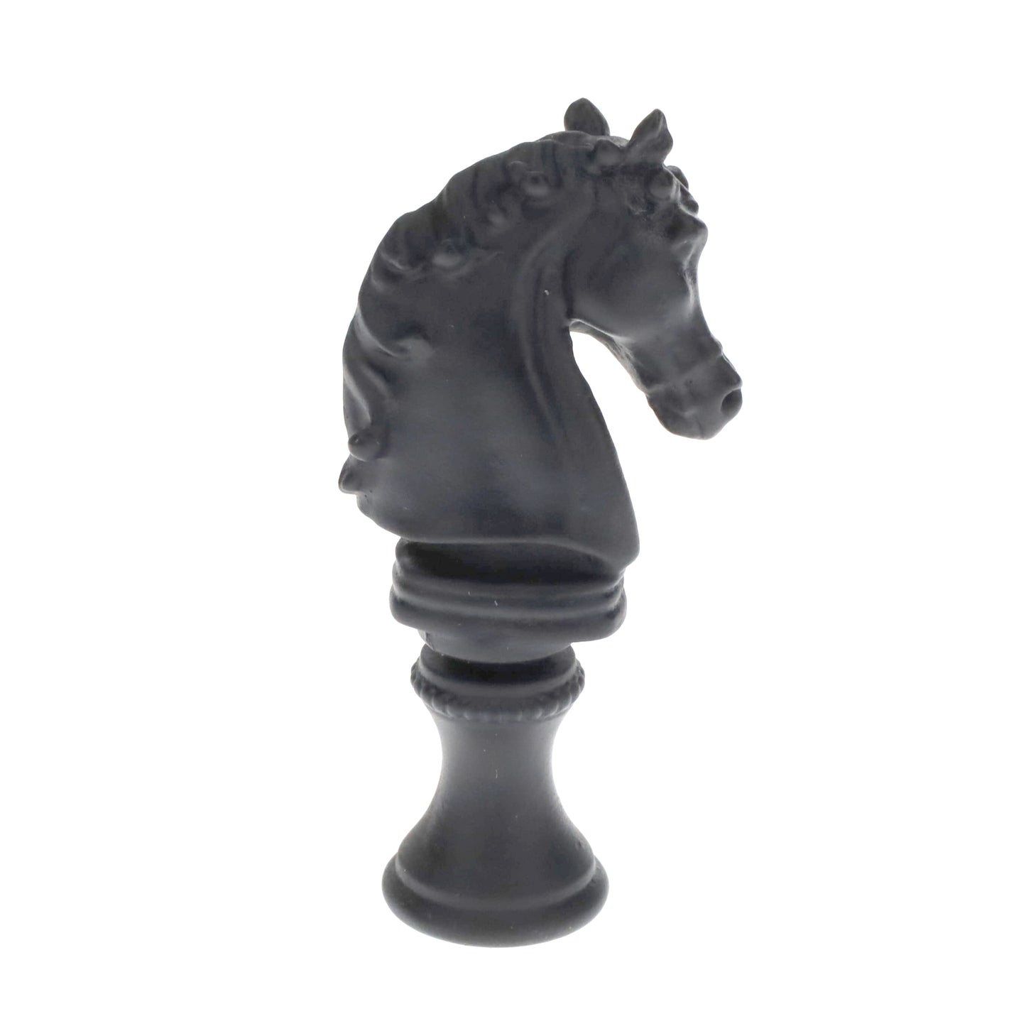 2-1/4" Tall Brass Finial, Chess Knight, Wrought Iron Black, 1/4-27F Tap (15163WR)