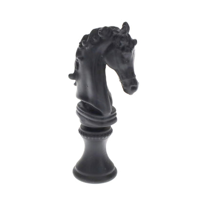 2-1/4" Tall Brass Finial, Chess Knight, Wrought Iron Black, 1/4-27F Tap (15163WR)