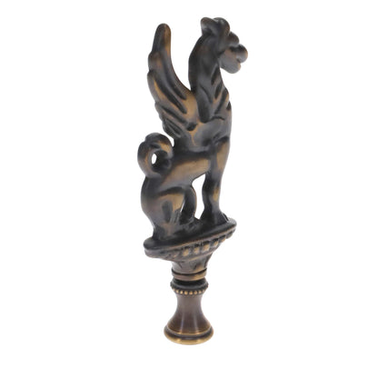 4" Tall Brass Finial, Griffin, Dark Antique Bronze, 1/4-27F Tap (15164BR)