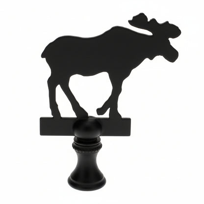 2-7/8" Tall Brass Finial, Black Moose Silhouette, 1/4-27F Tap (15165)