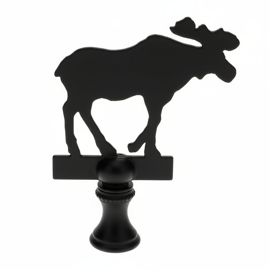 2-7/8" Tall Brass Finial, Black Moose Silhouette, 1/4-27F Tap (15165)