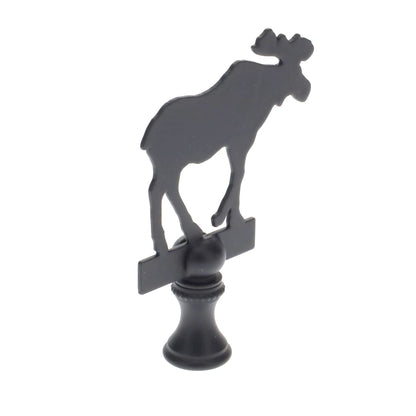 2-7/8" Tall Brass Finial, Black Moose Silhouette, 1/4-27F Tap (15165)
