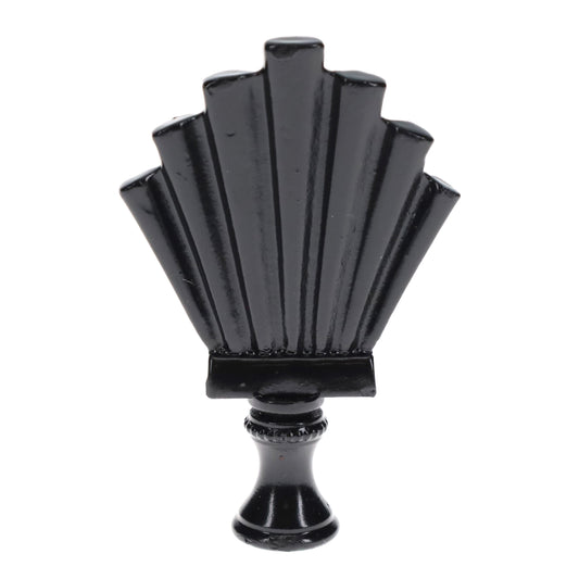 2-15/16" Tall Brass Finial, Fluted Fan, Black Finish, 1/4-27F Tap (15175BK)