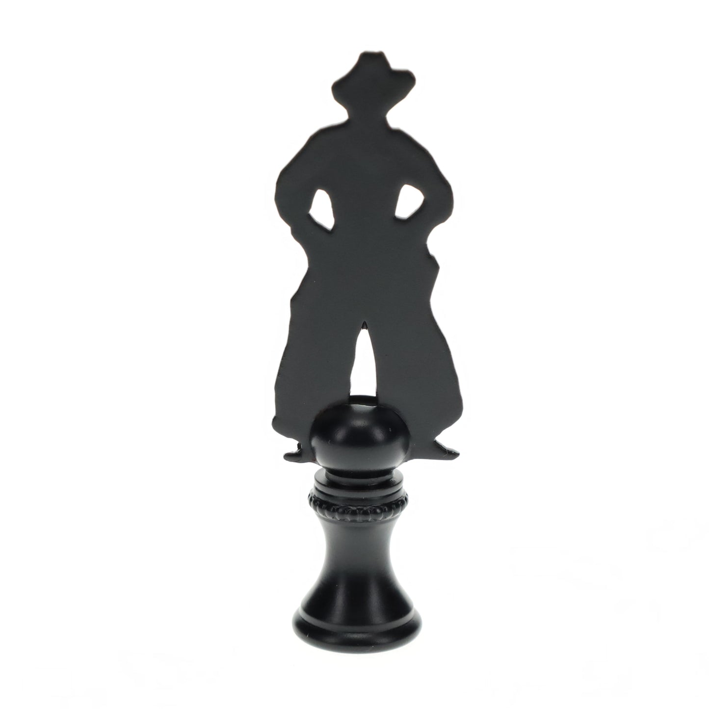 2-3/4" Tall Brass Finial, Cowboy Silhouette, 1/4-27F Tap (15178)