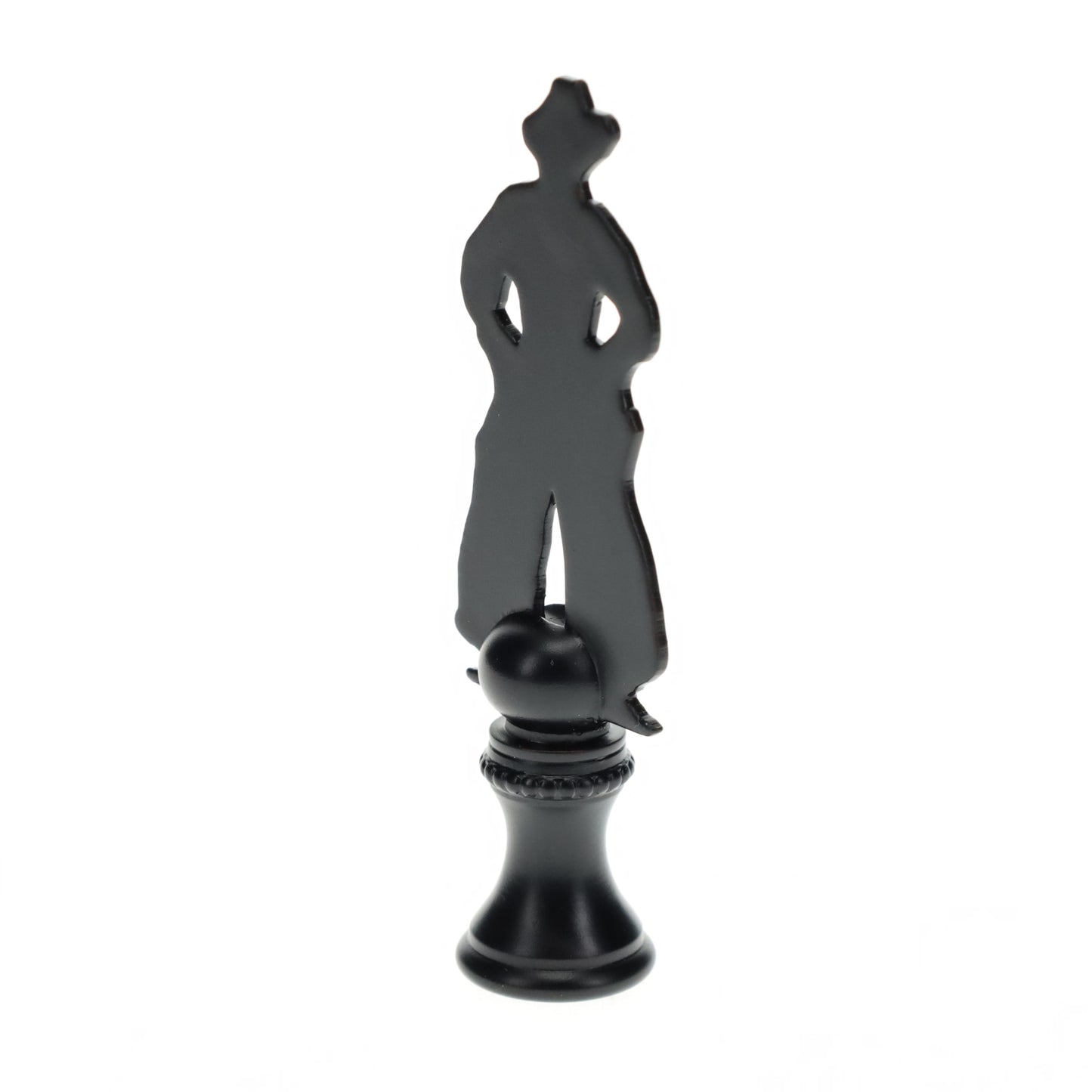 2-3/4" Tall Brass Finial, Cowboy Silhouette, 1/4-27F Tap (15178)