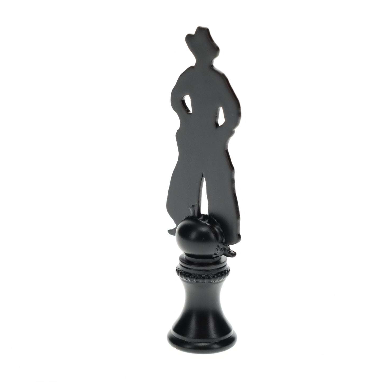 2-3/4" Tall Brass Finial, Cowboy Silhouette, 1/4-27F Tap (15178)