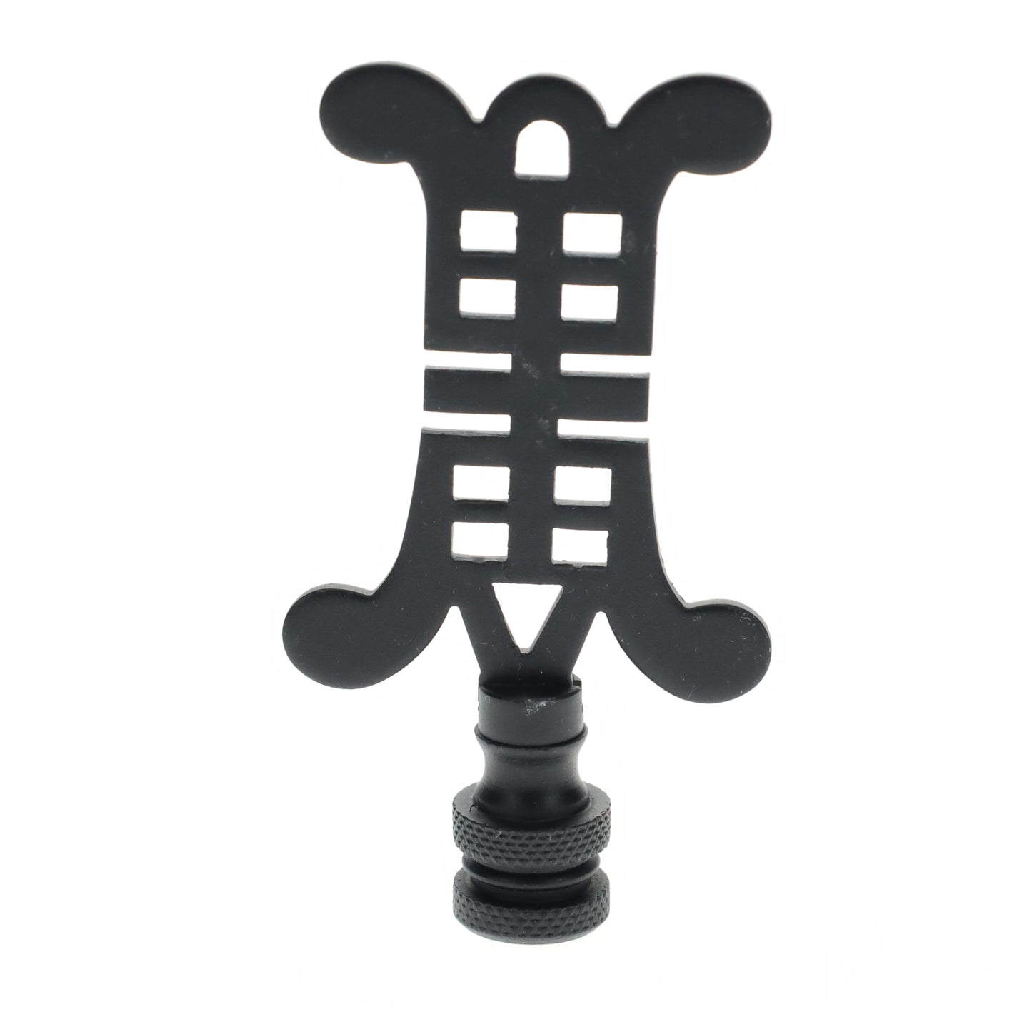 3-1/8" Tall Brass Finial, Chinese Symbol, Black, 1/4-27F Tap (15179BK)