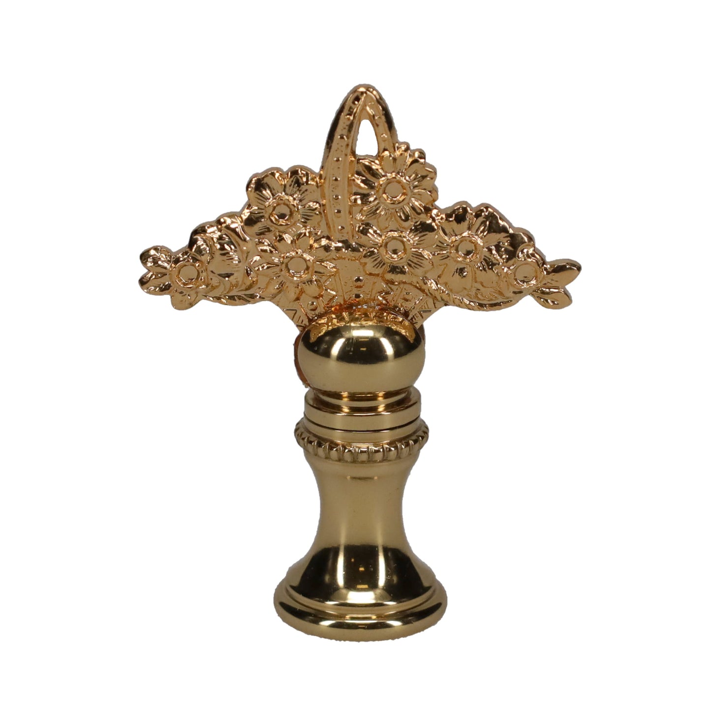 2" Tall Brass Finial, Flower Basket, 1/4-27F Tap (15183)