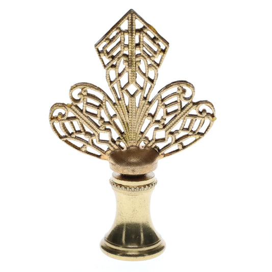 2-1/4" Tall Brass Finial, Openwork Fan Design, 1/4-27F Tap (15186)