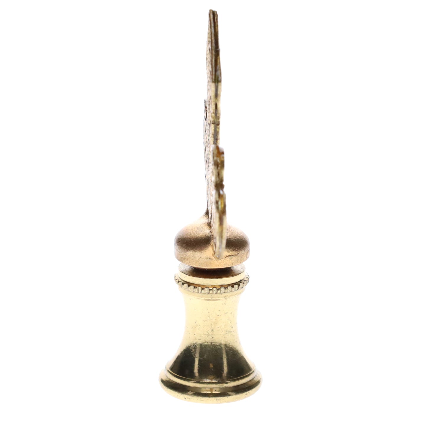 2-1/4" Tall Brass Finial, Openwork Fan Design, 1/4-27F Tap (15186)