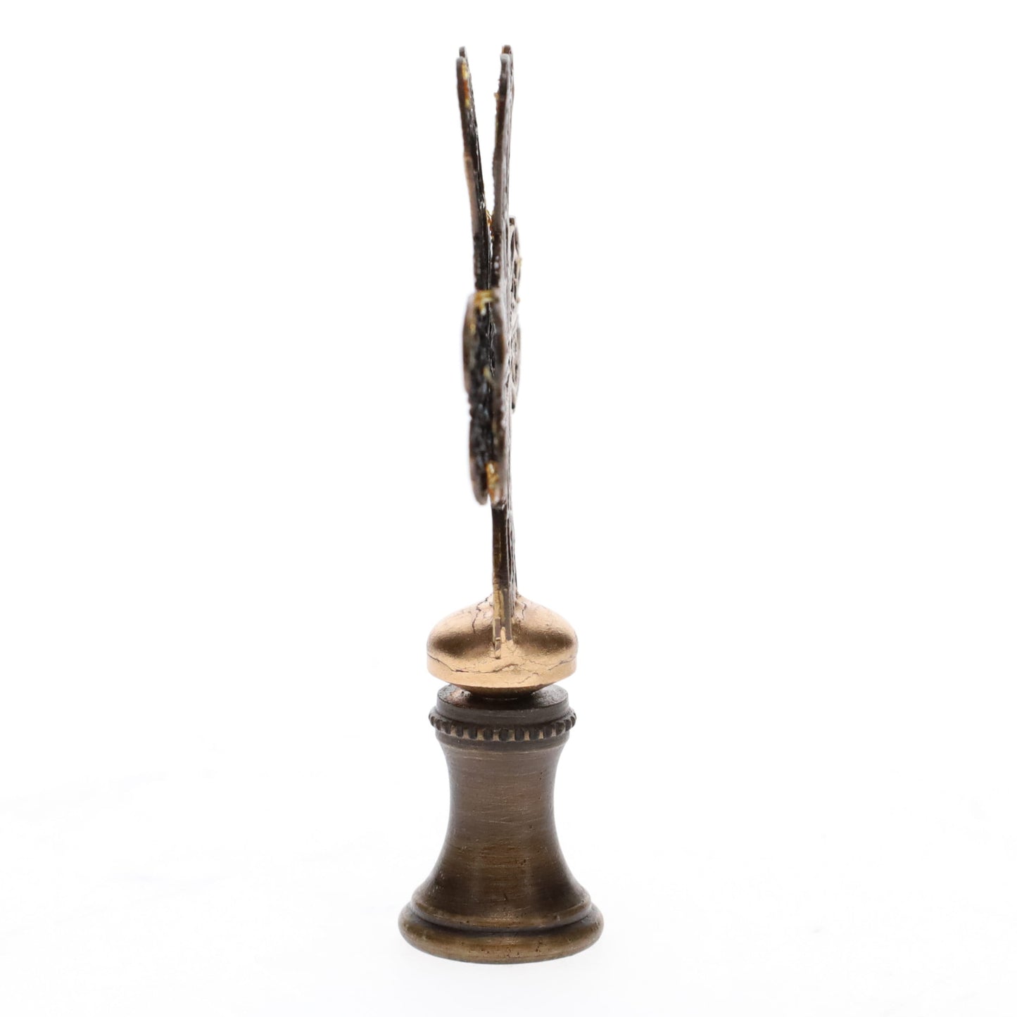 2-1/2" Tall Brass Finial, Heart Cross, Bronze Finish, 1/4-27F Tap (15188BR)