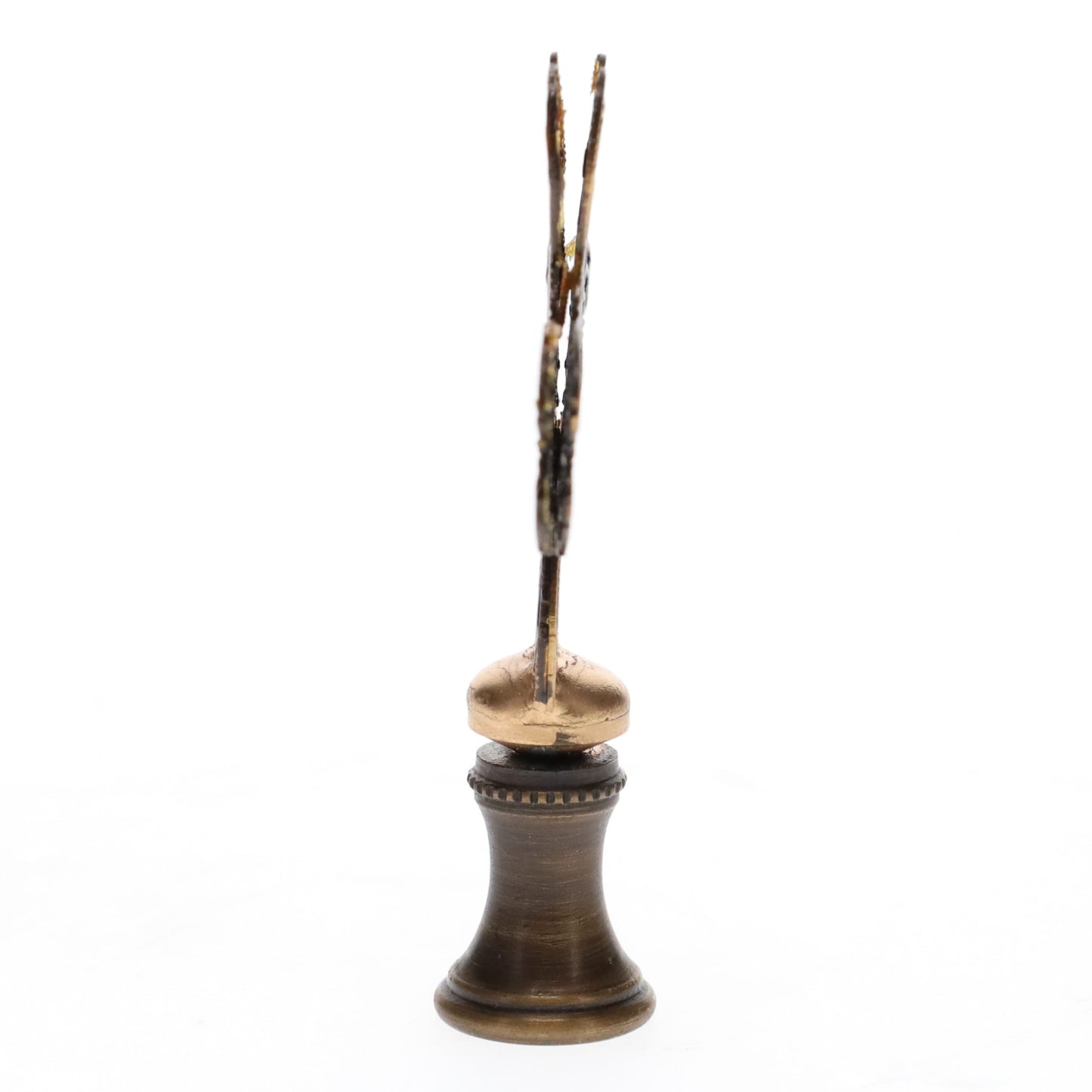 2-1/2" Tall Brass Finial, Heart Cross, Bronze Finish, 1/4-27F Tap (15188BR)