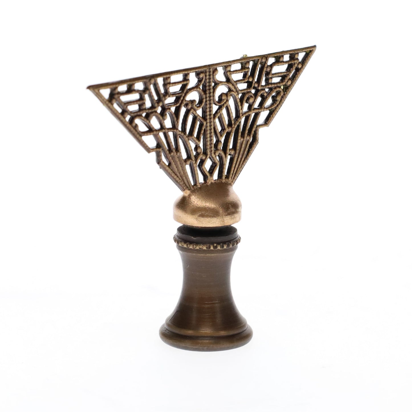 1-3/4" Tall Brass Finial, Filigree Fan, Bronze Finish, 1/4-27F Tap (15189BR)