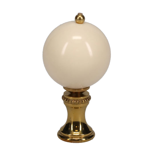 2" Tall Brass Finial, 1-1/16" Diameter White Ceramic Ball, 1/4-27F Tap (15197WH)