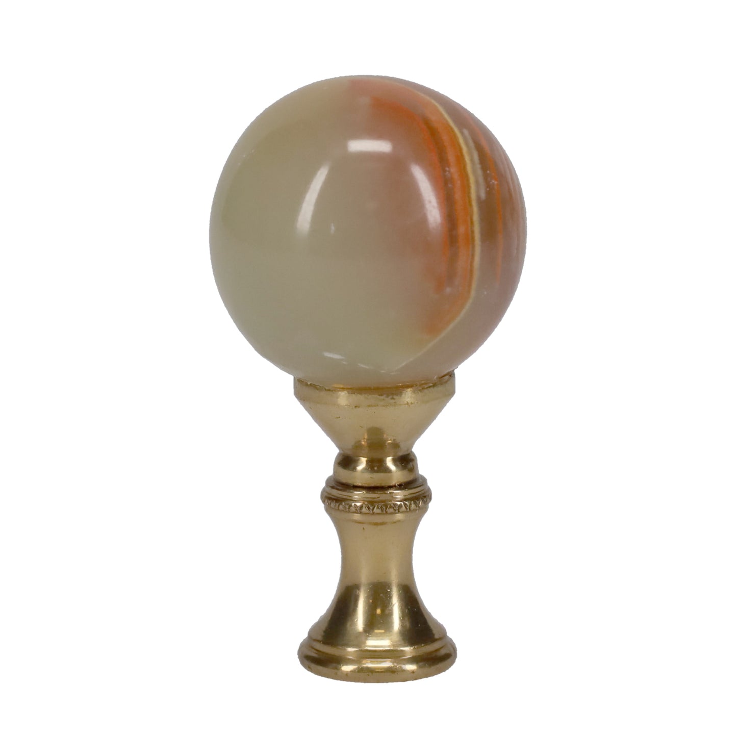 2-1/4" Tall Brass Finial, 1-1/4" Agate Stone Quartz, 1/4-27F Tap (15198)