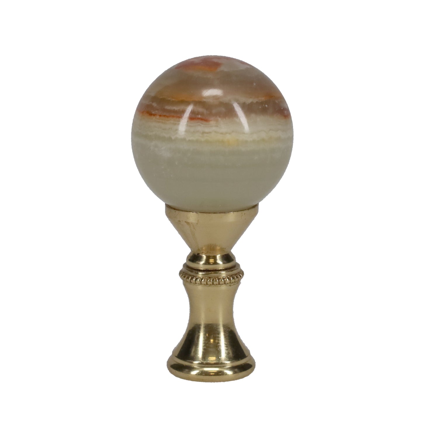 2-1/4" Tall Brass Finial, 1-1/8" Agate Stone Quartz, 1/4-27F Tap (15199)