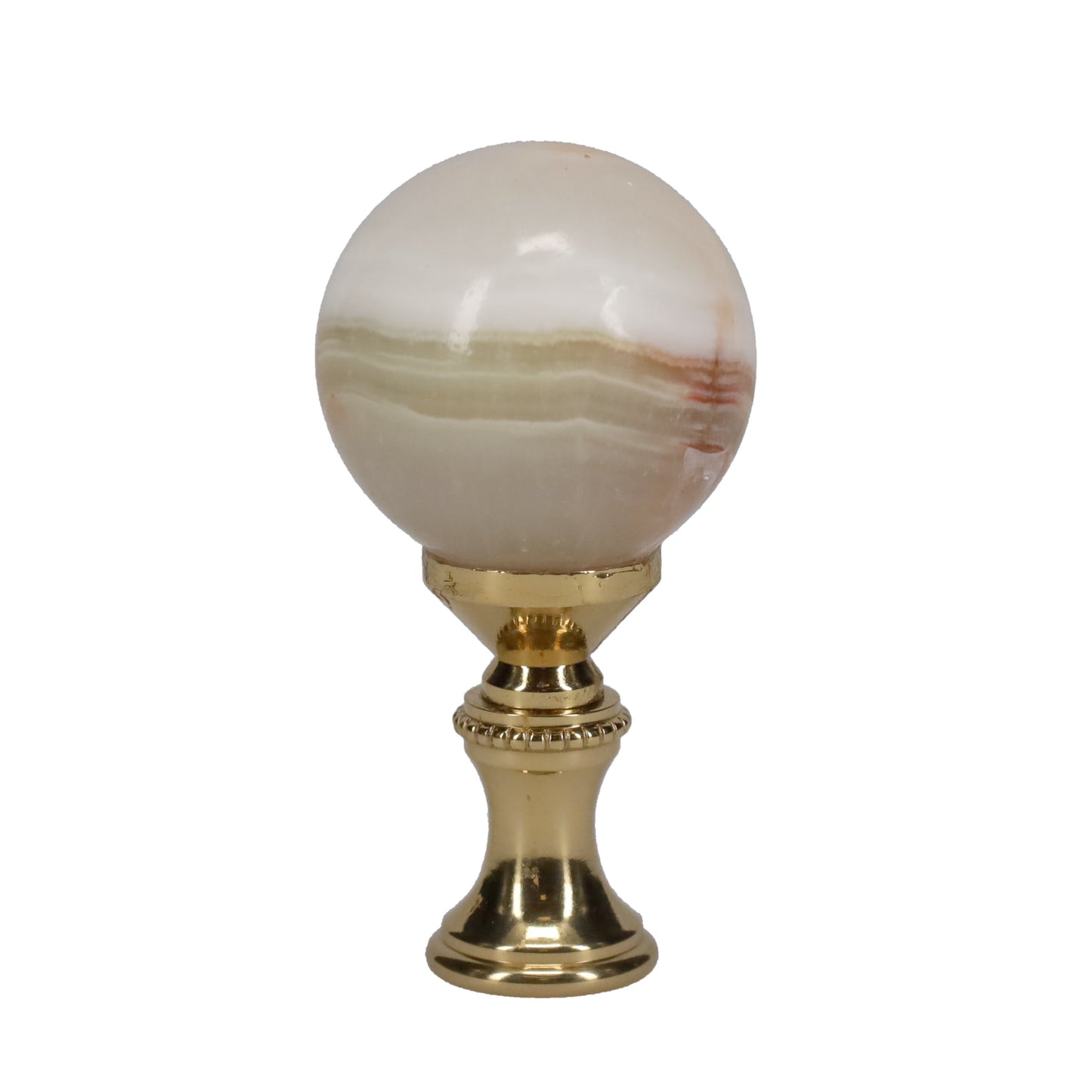 2-1/4" Tall Brass Finial, 1-1/8" Agate Stone Quartz, 1/4-27F Tap (15199)