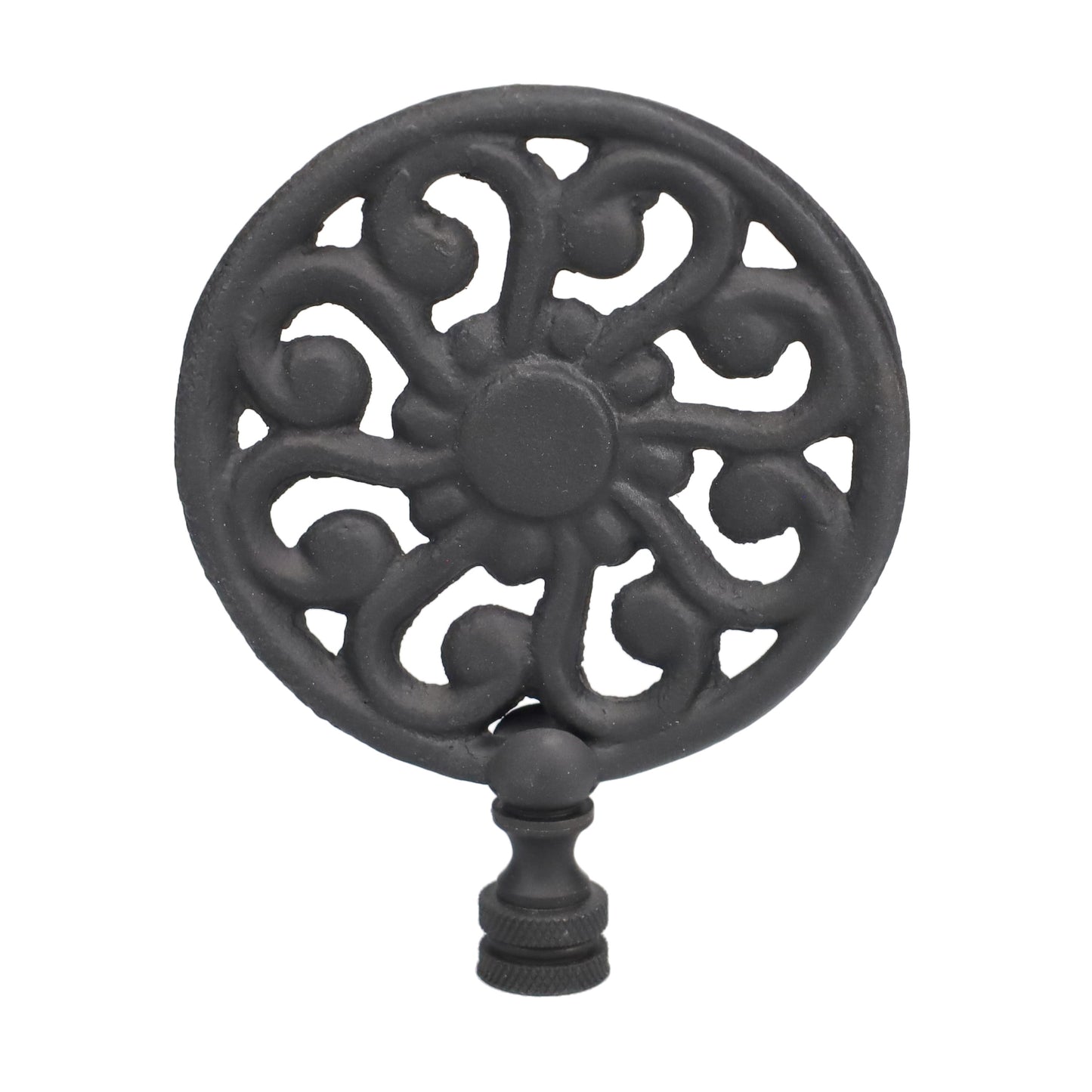 4" Tall Finial, 3" Diameter Black Sunflower Pattern, 1/4-27F Tap (15205)