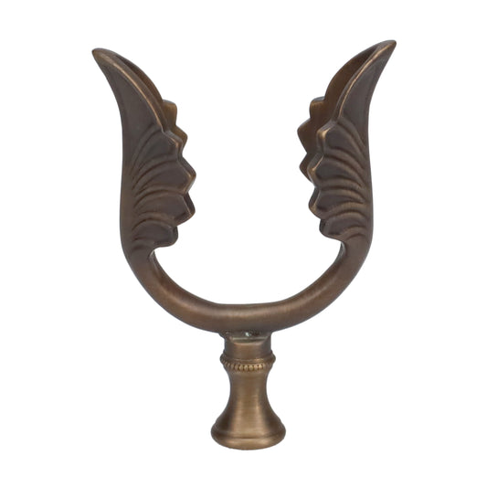 3-1/2" Tall Brass Finial, U-Shaped Leaf Scrollwork, Dark Bronze, 1/4-27F Tap (15206BR)