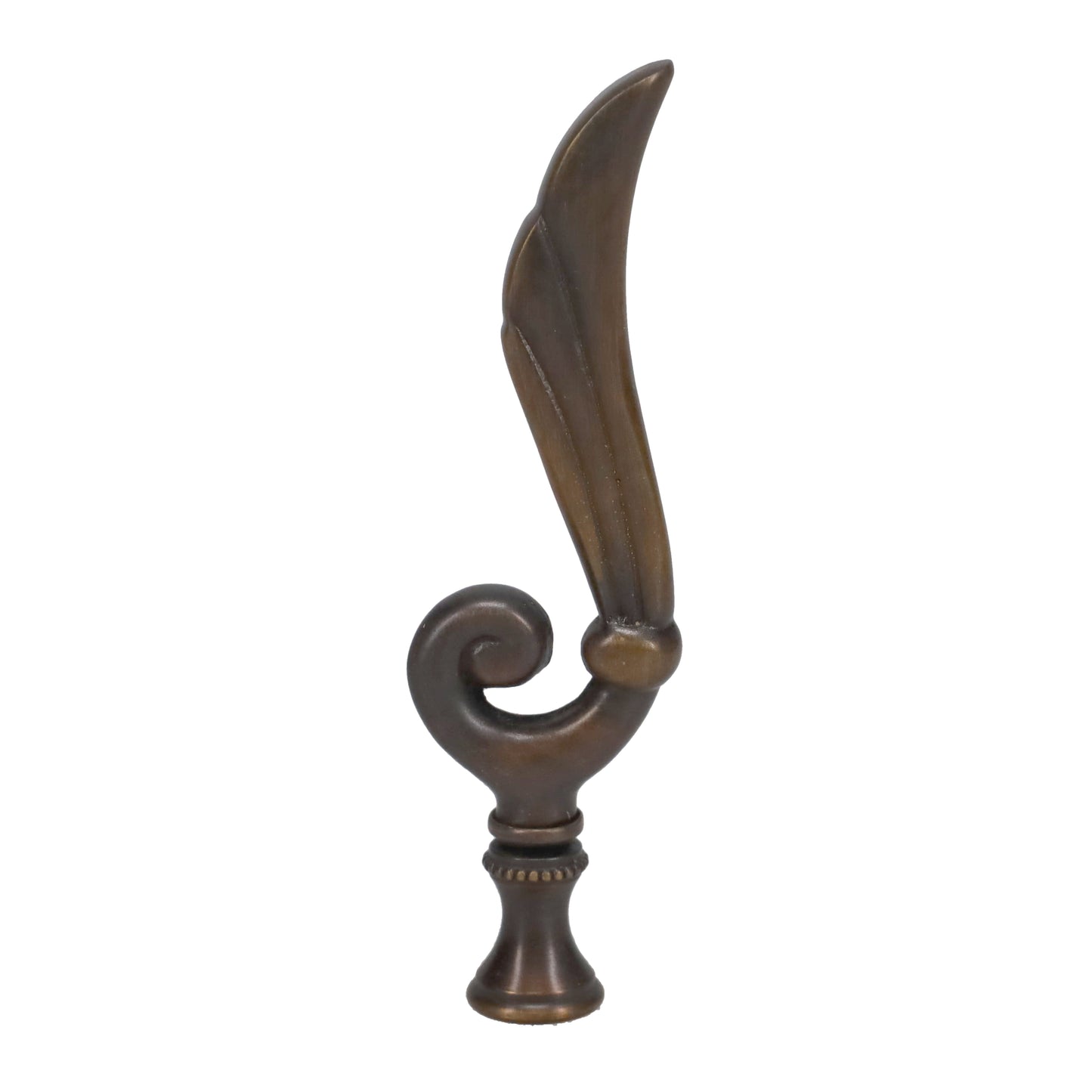 4-1/4" Tall Brass Finial, Victorian Leaf Flourish, Bronze Finish, 1/4-27F Tap (15208BR)