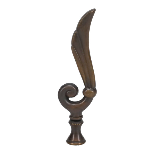 4-1/4" Tall Brass Finial, Victorian Leaf Flourish, Bronze Finish, 1/4-27F Tap (15208BR)