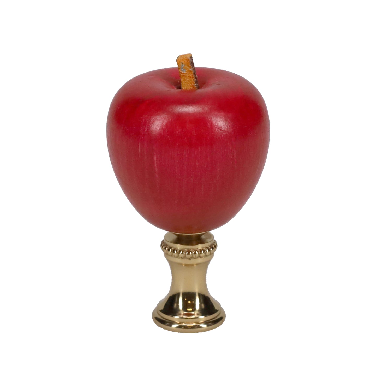 2-1/4" Tall Brass Finial, Red Apple, 1/4-27F Tap (15212)
