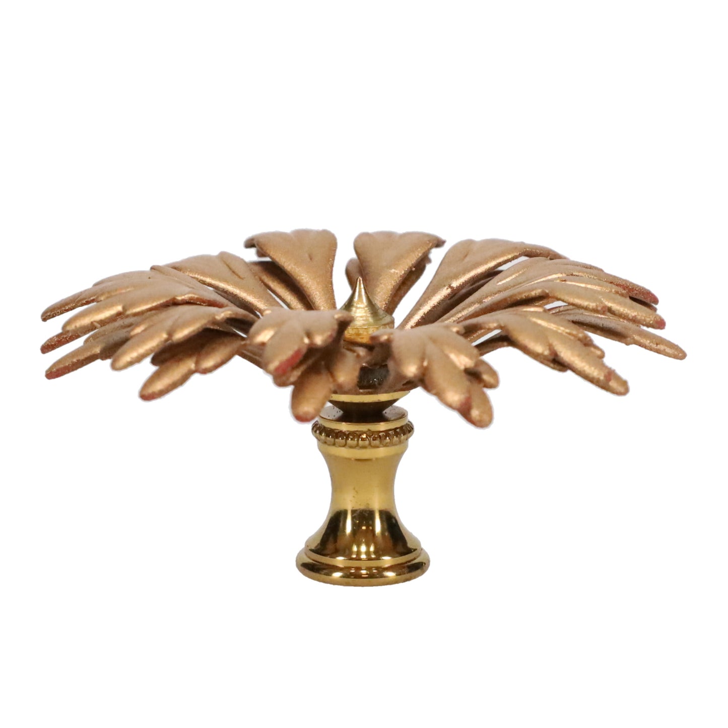 1-3/8" Tall Brass Finial, 3" Diam. Gold Flower Petal Bloom, 1/4-27F Tap (15213)