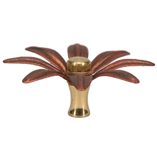 1-1/4" Tall Brass Finial, 3-1/4" Diam. Rust Color Flower Petal Bloom, 1/4-27F Tap (15214R)