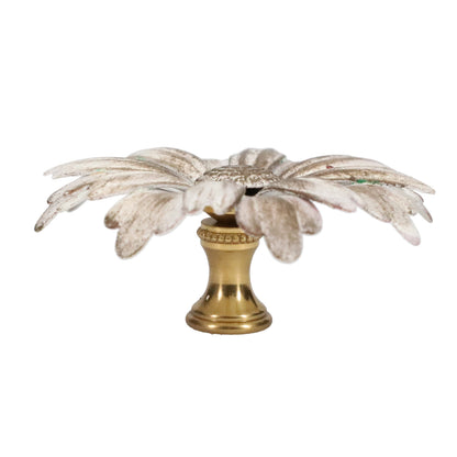 1-1/8" Tall Brass Finial, 2-7/8" Diam. White Gold Flower Petal Bloom, 1/4-27F Tap (15215WHG)
