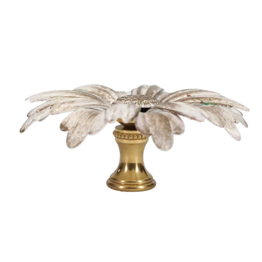1-1/8" Tall Brass Finial, 2-7/8" Diam. White Gold Flower Petal Bloom, 1/4-27F Tap (15215WHG)