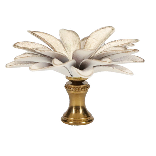 1-1/2" Tall Brass Finial, 2-1/2" Diam. White Gold Flower Petal Bloom, 1/4-27F Tap (15217WHG)