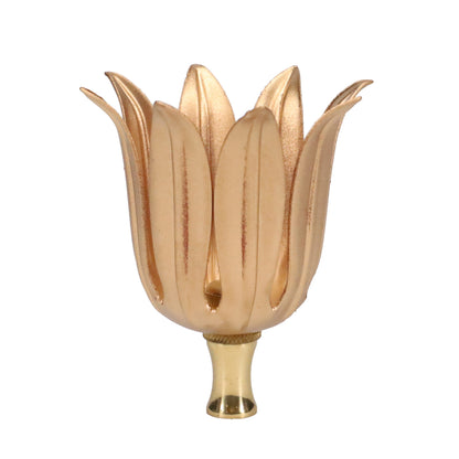 3" Tall Brass Finial, 2-3/4" Diam. Gold Tulip Flower Petals, 1/4-27F Tap (15218)