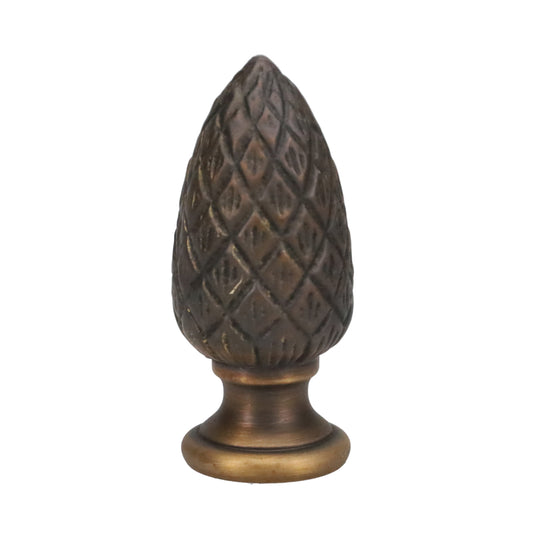 2-3/8" Tall Brass Finial, 1" Diam. Brass Pineapple, Bronze Finish 1/4-27F Tap (15222BR)