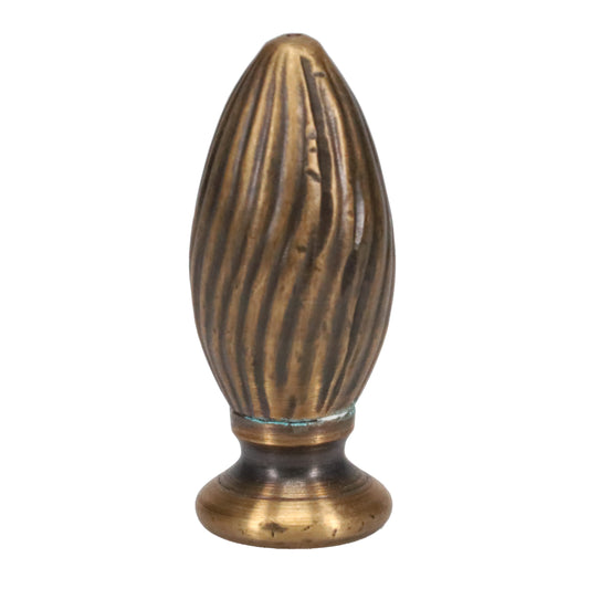 2-5/8" Tall Brass Finial, 1" Diam. Spiral Egg, Bronze Finish 1/4-27F Tap (15223)