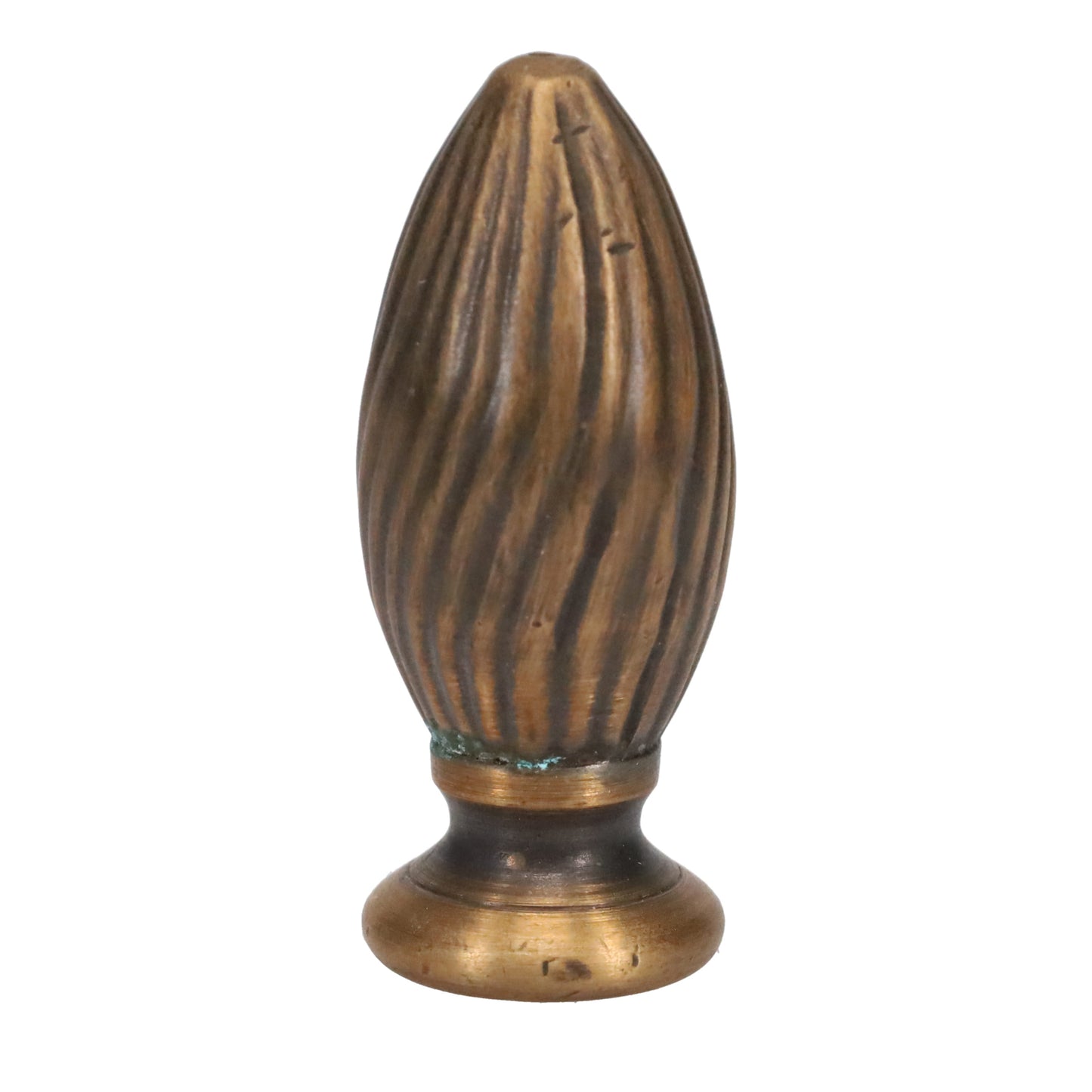 2-5/8" Tall Brass Finial, 1" Diam. Spiral Egg, Bronze Finish 1/4-27F Tap (15223)