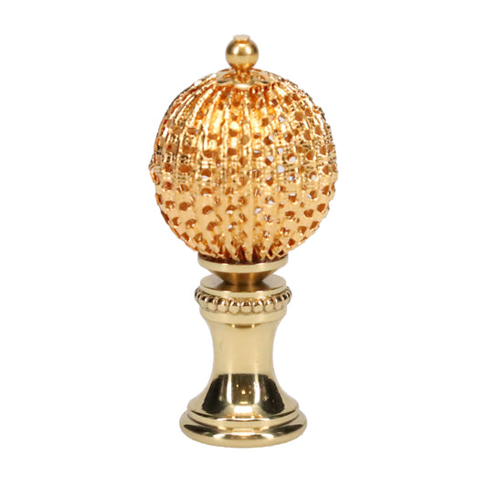 2" Tall Brass Finial, 7/8" Diam. Egg Pod Sphere, 1/4-27F Tap (15224)