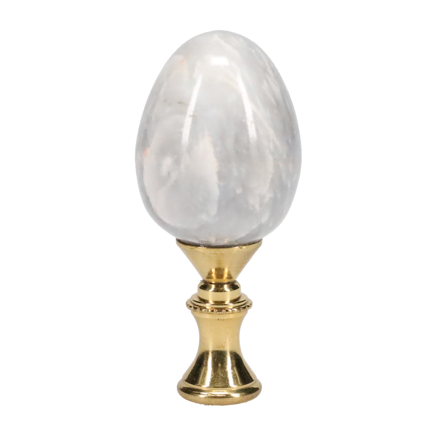 2-11/16" Tall Brass Goblet Style Finial, Marble Egg, 1/4-27F Tap (15225)