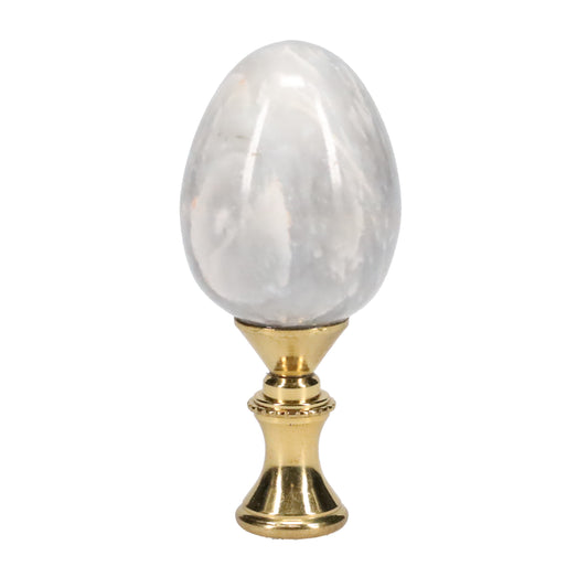 2-11/16" Tall Brass Goblet Style Finial, Marble Egg, 1/4-27F Tap (15225)