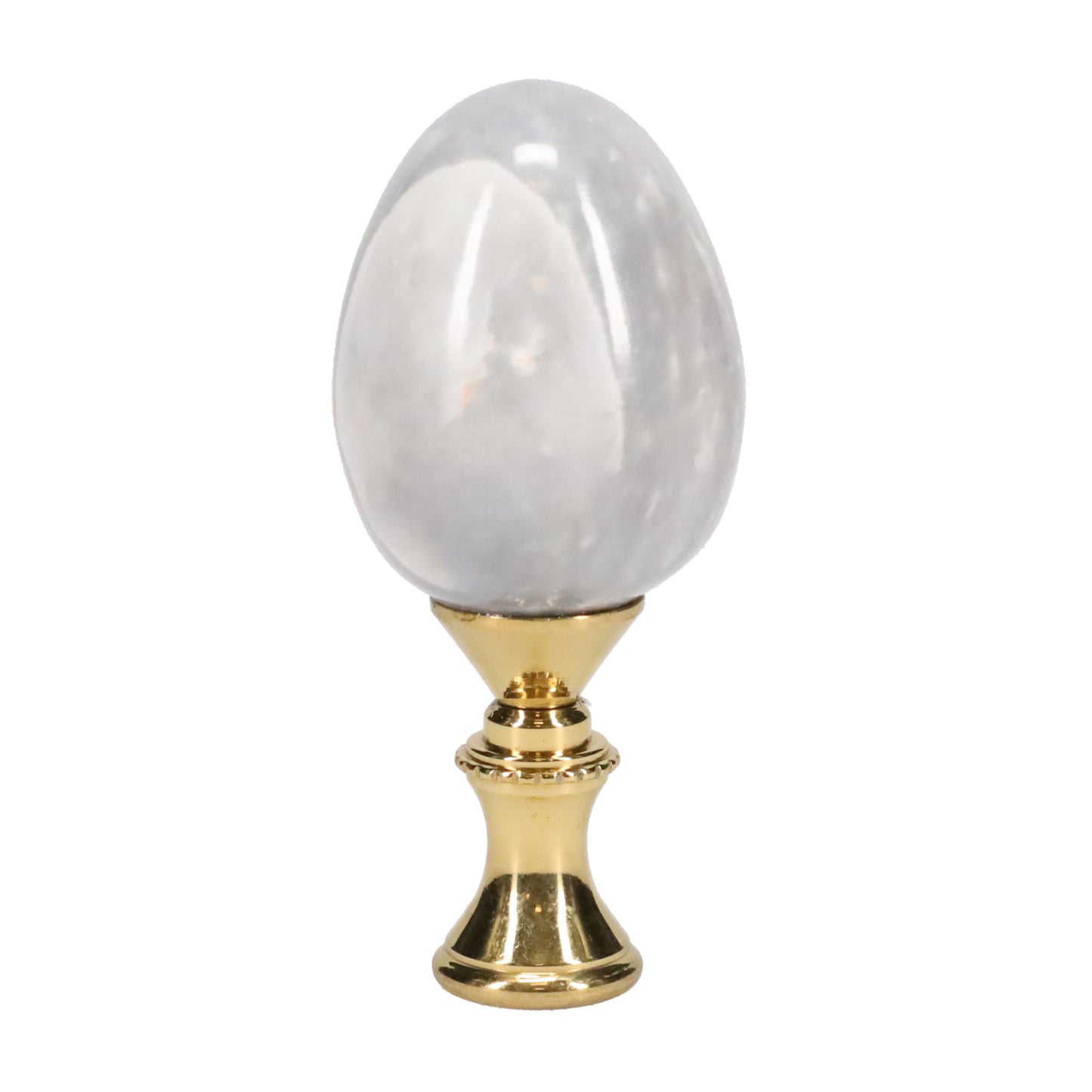 2-11/16" Tall Brass Goblet Style Finial, Marble Egg, 1/4-27F Tap (15225)