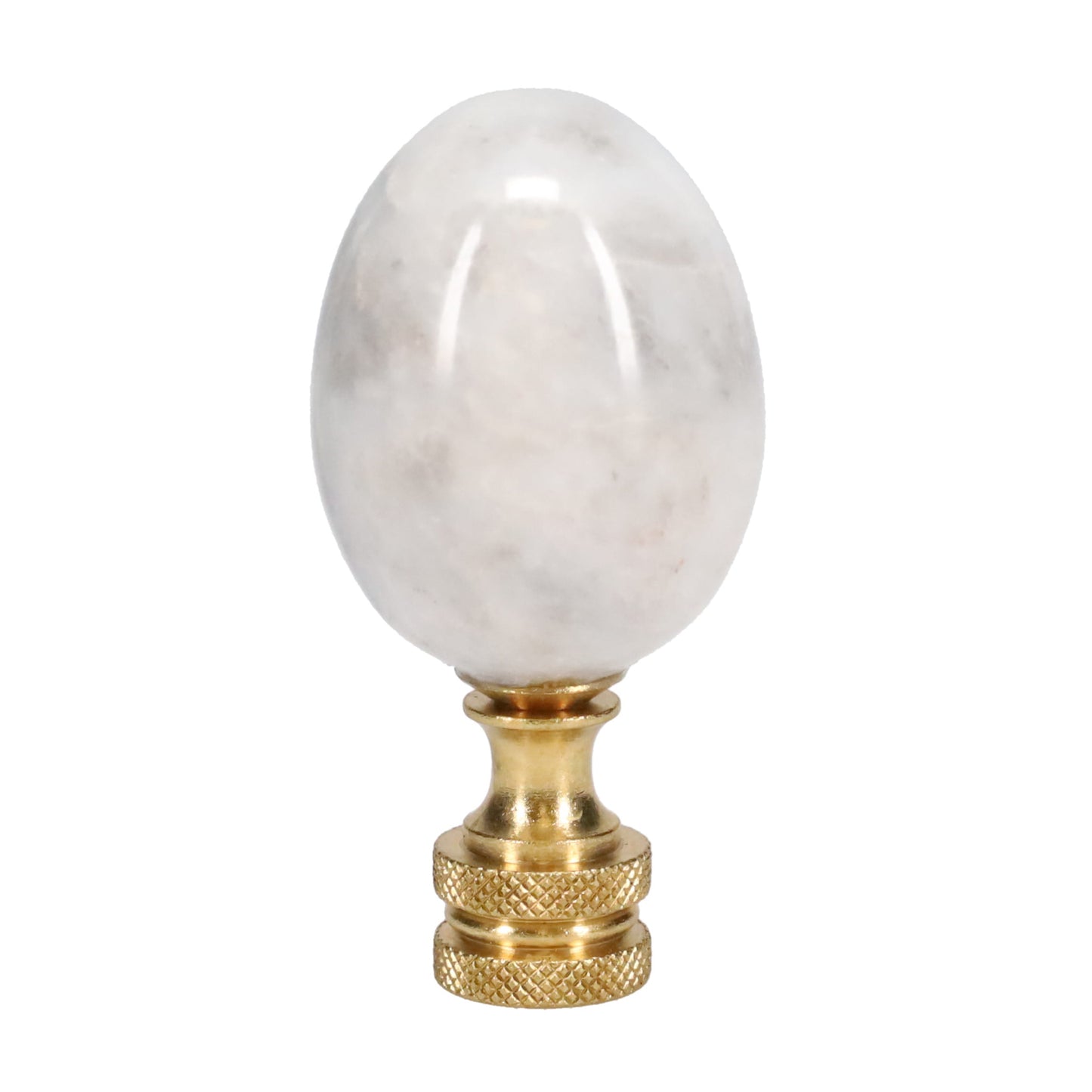 2-3/8" Tall Brass Knurled Finial, Marble Egg, 1/4-27F Tap (15226)